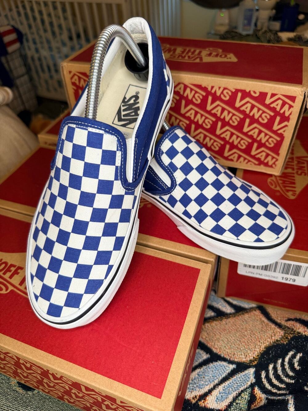 NEARLY NEW Vans Slip On True Blue/White Men 8/Women 9.5